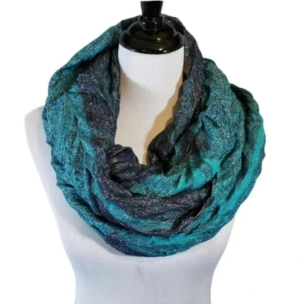Metallic blue/aqua eternity‎ scarf
